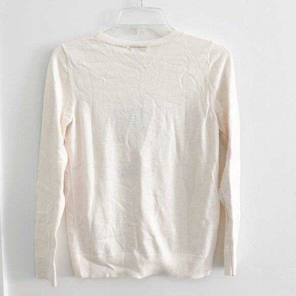 ๐ EUC ๐ LOFT Cream White Crewneck Sweater with Cute Seal Graphic Cotton/Wool - Picture 2 of 3
